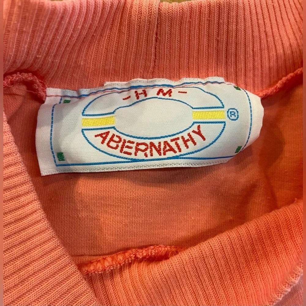 HM‎ ABERNATHY Vintage 80s Peach Pullover Short Sleeve Lightweight Top Small - Picture 7 of 8